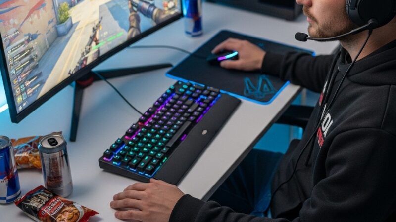 Sitting in a gaming chair and enjoying online games